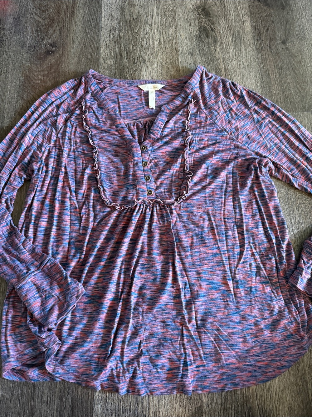 Matilda Jane Planetarium Purple Heather Henley V Neck Top Womens Medium Boho